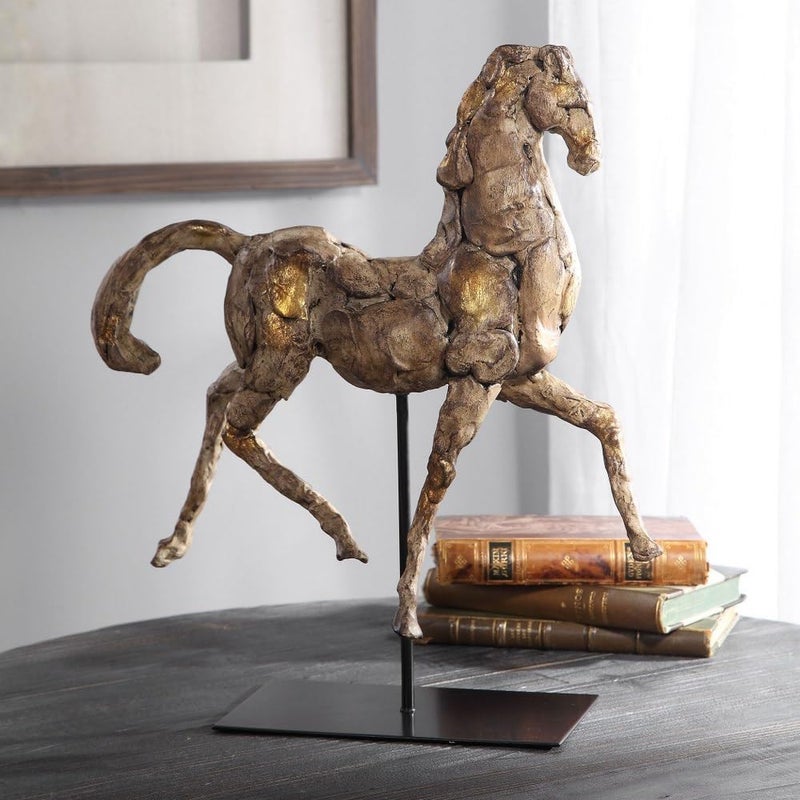 Uttermost Caballo Dorado 16 12 W Aged Silver wGold Horse Sculpture - Image 4