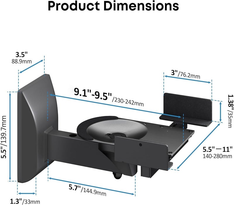 PUTORSEN Dual Speaker Wall Mounts - Universal Side Clamping Bookshelf Mounting Bracket for Surrounding Sound Speakers, Hold up to 55 lbs, 2 Pack - Image 2
