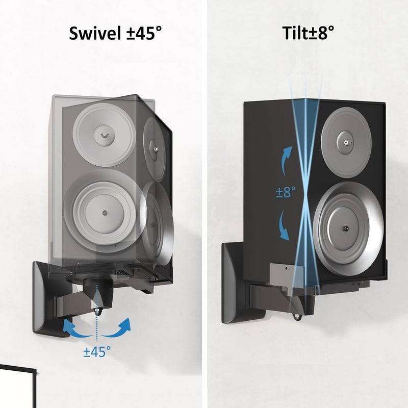 PUTORSEN Dual Speaker Wall Mounts - Universal Side Clamping Bookshelf Mounting Bracket for Surrounding Sound Speakers, Hold up to 55 lbs, 2 Pack - Image 4