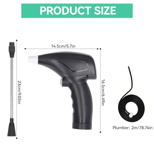 HASTHIP® Electric Sprayer for Plants, Electric Water Spray Gun with 6.6ft Hose & Metal Straight Nozzle, Stream & Mist Spray, USB Rechargeable Electric Sprayer for Watering, Gardening (Without Bottle) - Image 2
