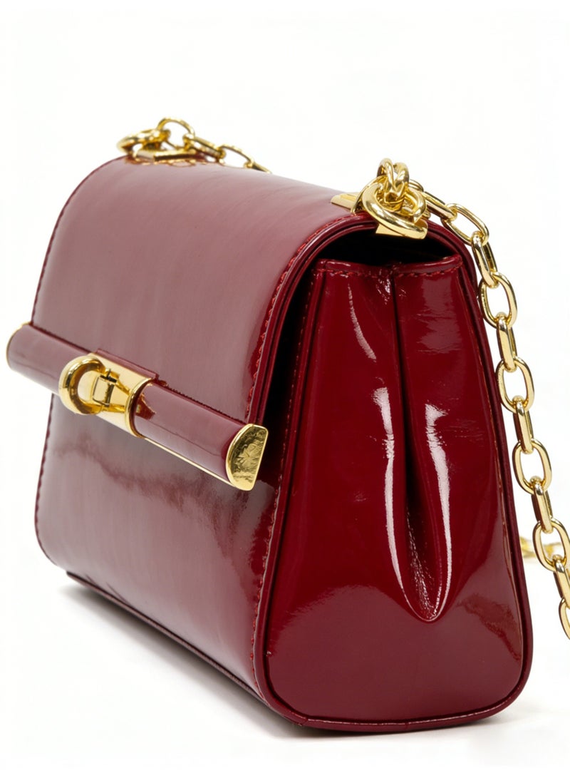 D&G Patent Leather Mini Shoulder Bag - Gold Chain Twist Lock, Elegant Clutch Crossbody, Gift-Ready - Image 5