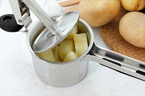 Rorence Stainless Steel Potato Ricer with 3 Interchangeable Discs & Inner Cup & Silicone Grip Handles - Black - Image 4