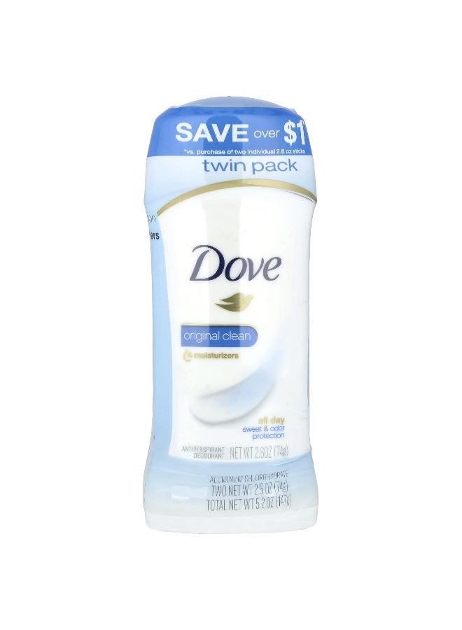 Dove, Antiperspirant Deodorant, Original Clean, 2 Pack, 2.6 oz (74 g) Each - Image 2