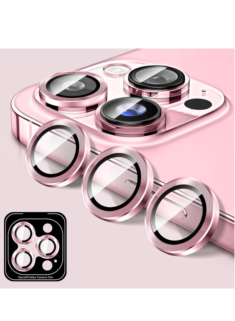 ELTRAZONE Premium Tempered Glass Camera Lens Protector for iPhone 16 Pro/Pro Max - HD Clarity with Automatic Alignment & Individual Metal Rings - Stylish Pink - Image 1