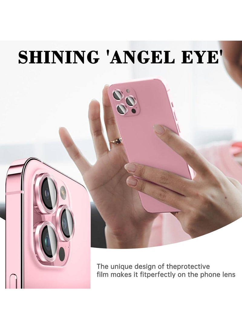 ELTRAZONE Premium Tempered Glass Camera Lens Protector for iPhone 16 Pro/Pro Max - HD Clarity with Automatic Alignment & Individual Metal Rings - Stylish Pink - Image 3