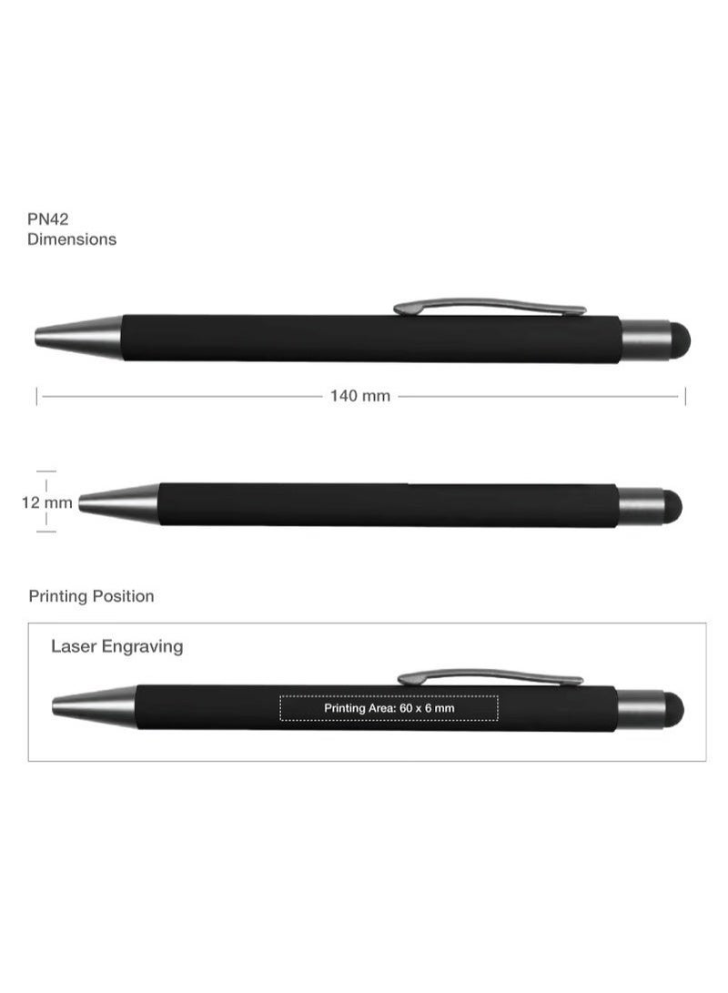 Lined notebook with a soft-touch hard cover and a stylish pen; suitable as a gift; black color. - Image 4