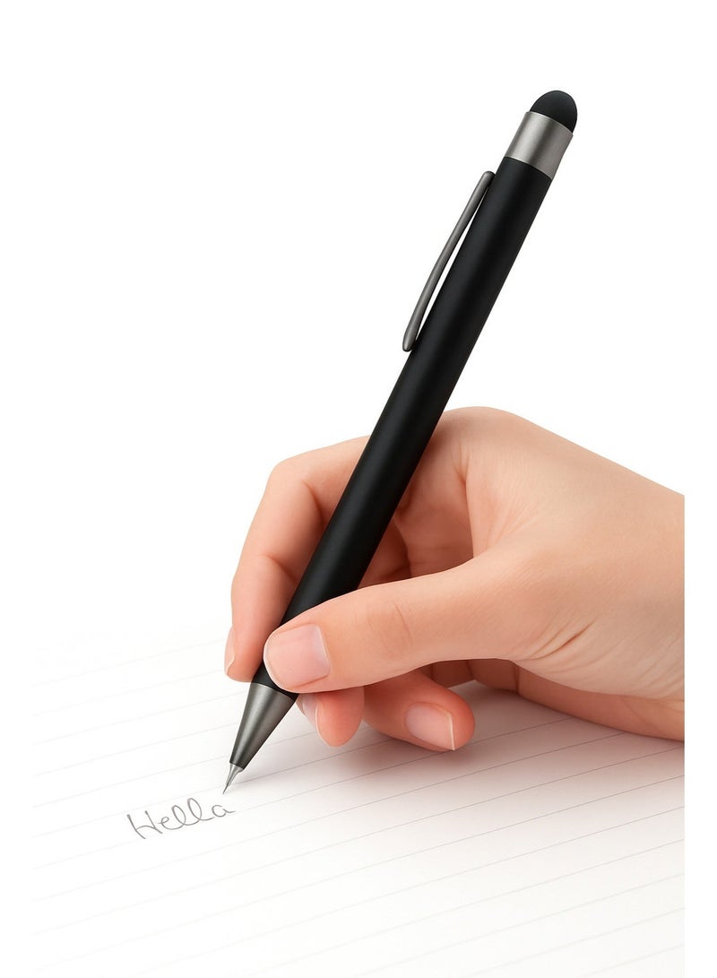 Lined notebook with a soft-touch hard cover and a stylish pen; suitable as a gift; black color. - Image 3