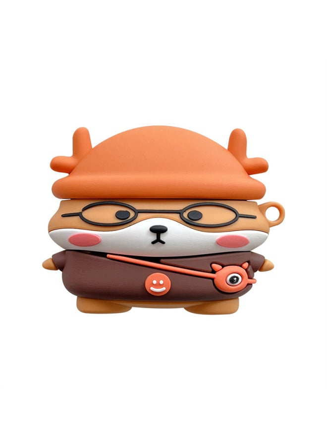Generic - For XiaomiRedmi Buds5 Pro Earphone Protective Cover Red Mi Buds4 Cartoon Silicone Wireless Bluetooth Shell-Color:Silicone Soft Case-glasses Deer-Model:For XiaomiBuds 4 Pro (protective Case) - Image 1