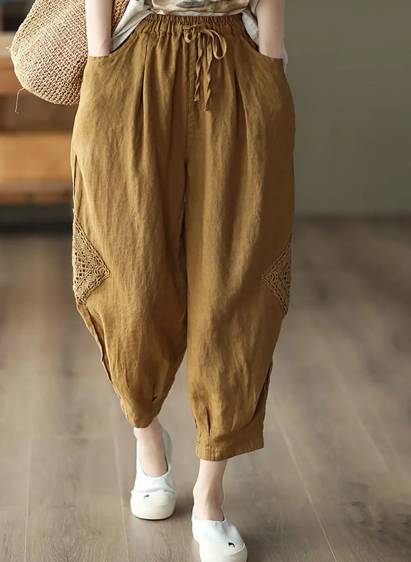 يونيكي Mustard Yellow Solid Cotton Trouser