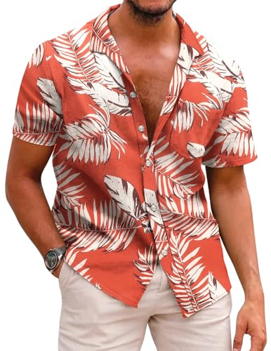 COOFANDY Mens Tropical Shirts Short Sleeve Hawaiian Print Shirts Vacation Beachwear - Image 1