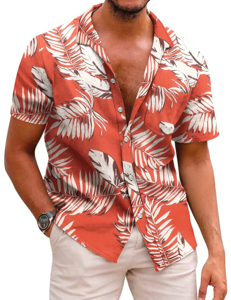 COOFANDY Mens Tropical Shirts Short Sleeve Hawaiian Print Shirts Vacation Beachwear - Image 2