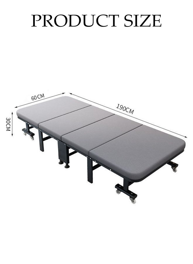 Spides Folding Bed Comfort Sleep Guest Bed Foldable Adjustable Backrest Nap Bed Soft Mattress Support Camping Cot Portable Home Guest Single Bed with Wheels Comfortable Recliner Lounger Chair Single Sleeping Resting Sturdy and Easy To Store Folding Bed for Spare Bedroom， Office， Camp， Small Spaces - Image 4