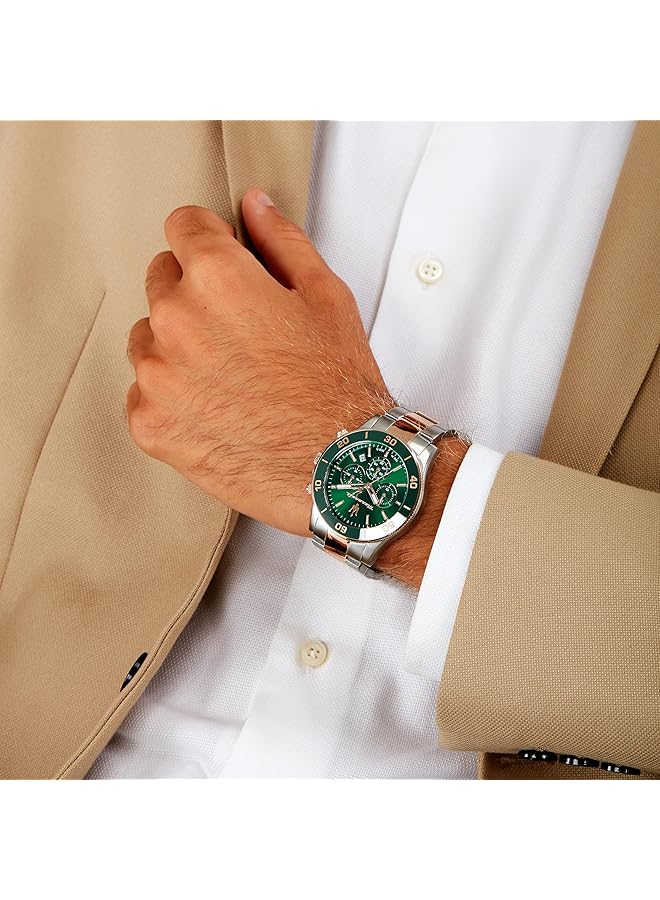 مازيراتي ساعة كومبيتيزيوني للرجال كرونوغراف كوارتز R8873600004 سوار من الفولاذ المقاوم للصدأ باللون الذهبي الوردي مقاس 43 مم - Image 4