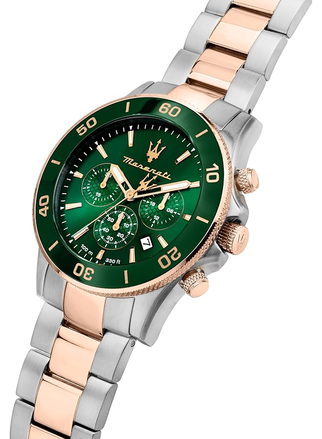 مازيراتي ساعة كومبيتيزيوني للرجال كرونوغراف كوارتز R8873600004 سوار من الفولاذ المقاوم للصدأ باللون الذهبي الوردي مقاس 43 مم - Image 5