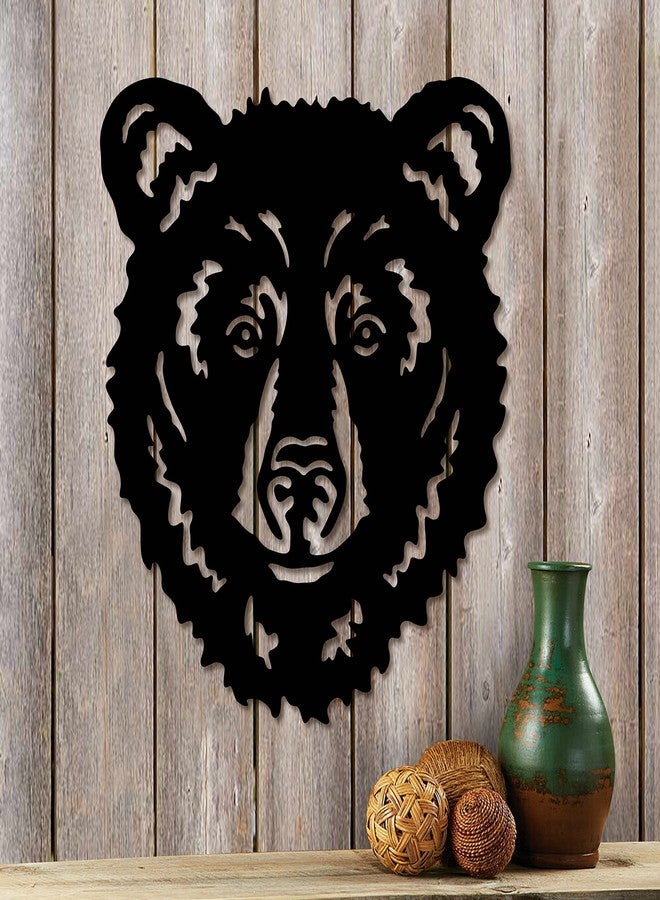 Hokfirm Metal Bear Head Wall Decorations, Rustic Wall Sculptures for Living Room, Farmhouse Outdoor Animal Bear Decor - Image 2
