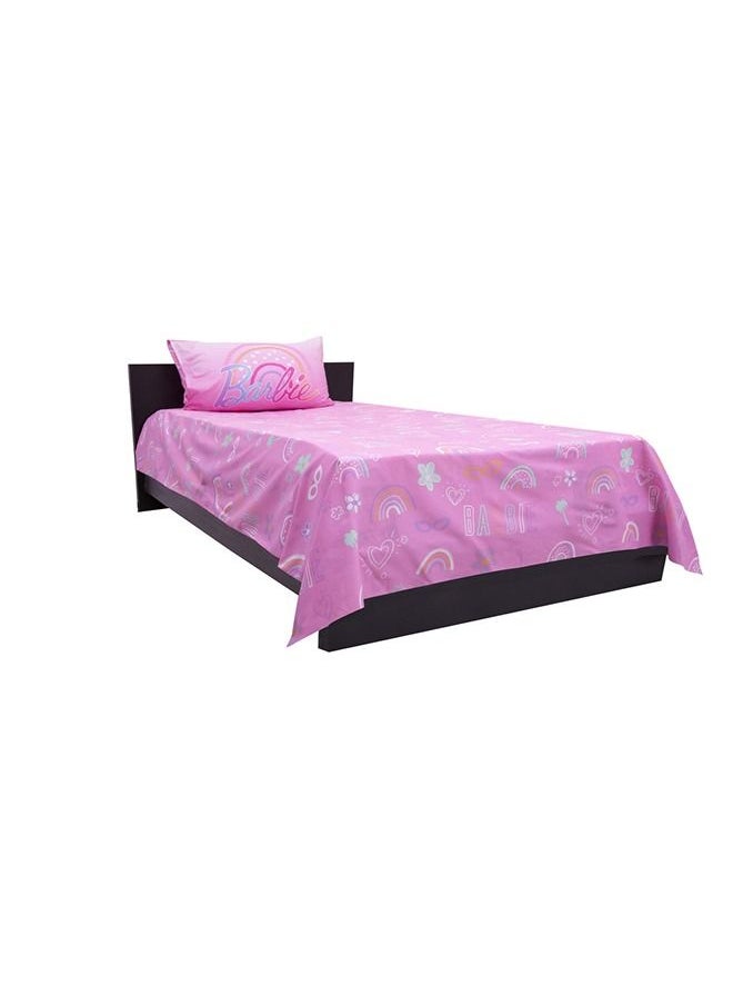 2-Piece 144TC Poly Cotton Printed Super Soft Quality Kidz Klub Barbie Doll Shine Bedsheet Twin Set Includes 1xFitted Bed Sheet 160 x 240cm, 1xPillowcase 50x75cm - pzsku/Z41DFBE3EAD1B26B9FB15Z/45/_/1659528391/26661876-6d52-4579-a814-5973e7a575aa