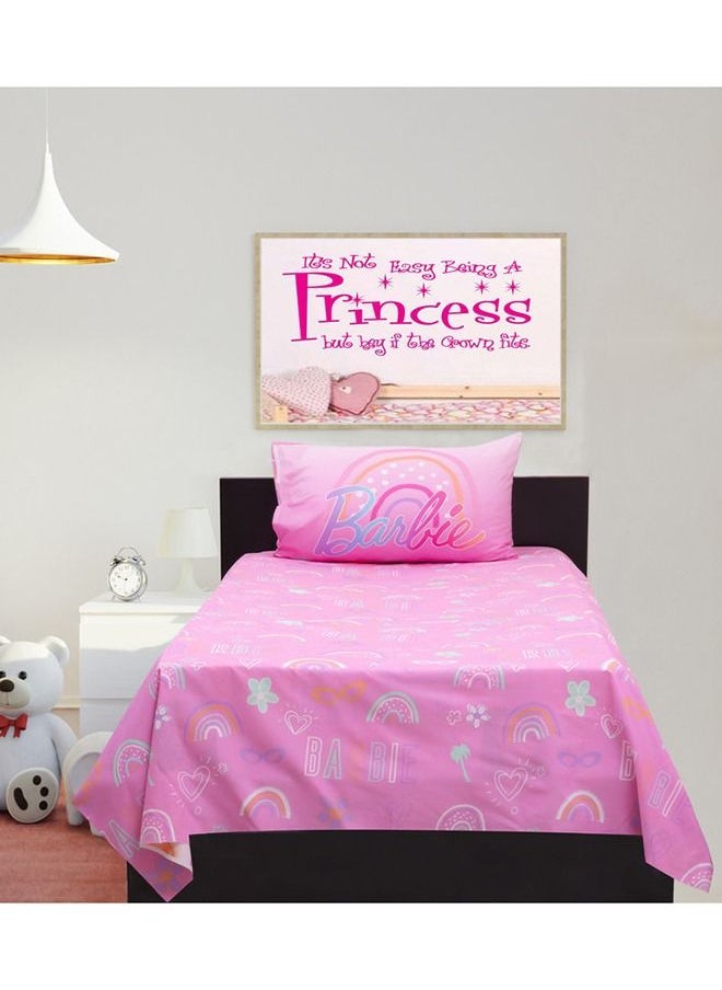 2-Piece 144TC Poly Cotton Printed Super Soft Quality Kidz Klub Barbie Doll Shine Bedsheet Twin Set Includes 1xFitted Bed Sheet 160 x 240cm, 1xPillowcase 50x75cm - pzsku/Z41DFBE3EAD1B26B9FB15Z/45/_/1659528391/fba71e4d-51f8-4c75-b4d0-e5c52ca10035