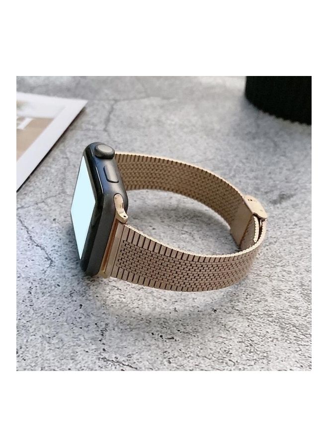 NIBEMINENT Small Waist Steel Replacement Strap Watchband For Apple Watch Series 7/6/SE/5/4/3/2/1 38/40/41mm Rose Gold - Image 1