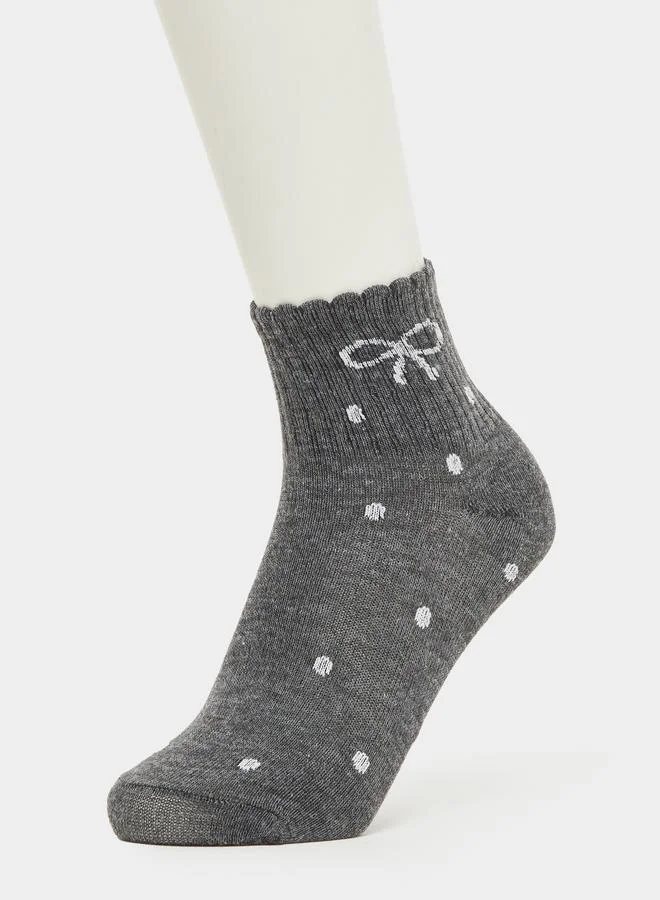 Styli Pack of 4 - Polka Dot Ribbon Ankle Socks