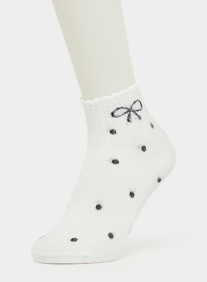Styli Pack of 4 - Polka Dot Ribbon Ankle Socks - Image 4