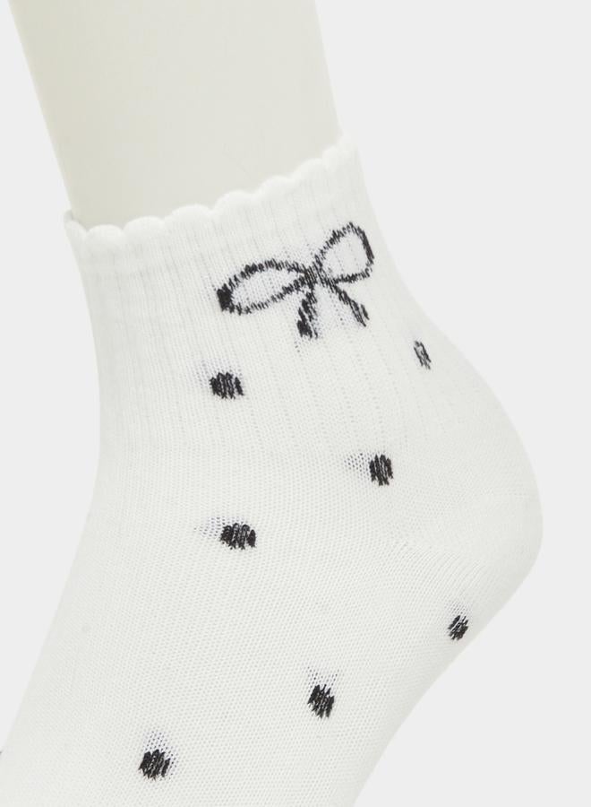 Styli Pack of 4 - Polka Dot Ribbon Ankle Socks - Image 5