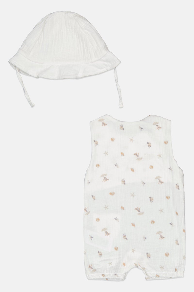 Rock-A-Bye Baby Boutique Toddlers Boy Pieces Graphic Print Romper With Sun Hat, Multicolor - Image 2