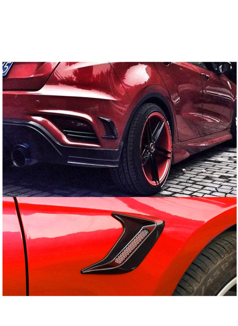 KASTWAVE - 2pcs Car Hood Air Flow Vent Sticker Cover Universal DIY Decorative Air Scoop Outlet Flow Intake Hood Vent Bonnet Cover Decor Black - Image 1