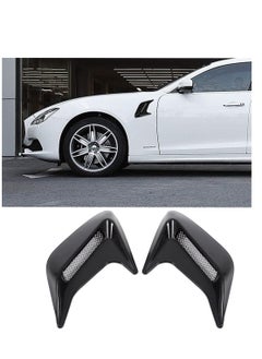 2pcs Car Hood Air Flow Vent Sticker Cover Universal DIY Decorative Air Scoop Outlet Flow Intake Hood Vent Bonnet Cover Decor Black