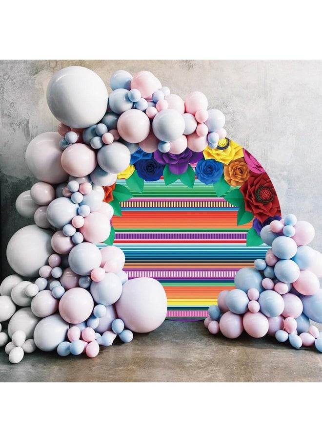 AOFOTO 6.5X6.5Ft Mexican Fiesta Theme Round Backdrop Colorful Stripes Paper Flower Cinco De Mayo Carnival Mexican Festival Party Decor Photography Background Photo Studio Booth Props Supplies  - Image 4