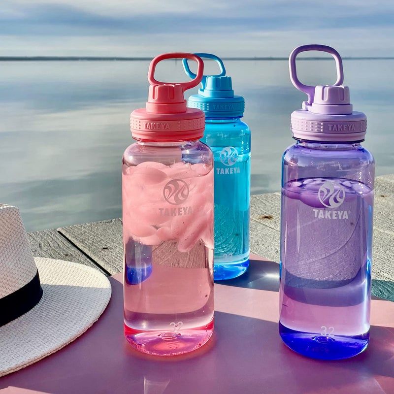 تاكيا Takeya 885395504025 Tritan Bottle Spout Lid Flutter Pink 24oz - Image 4