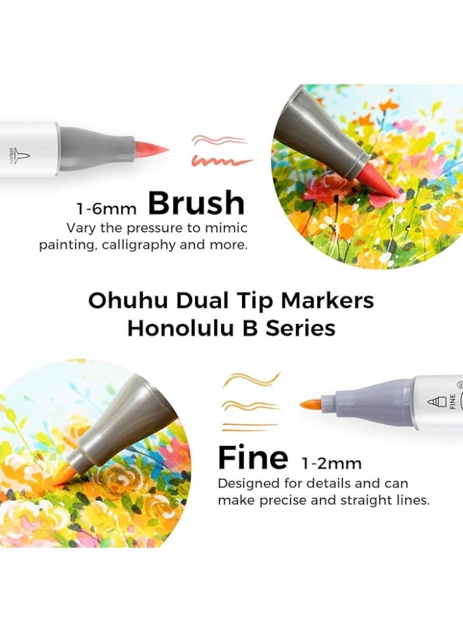 أوهوهو أقلام رسم جرافيتي، أقلام ماركر من 48 قلم جرافيتي ملونة بسنون مزدوجة (فرشاة وسن دقيق)، قلم تحديد للأعمال الفنية للتلوين والرسوم التوضيحية للكريسماس من او هو هو - Image 2