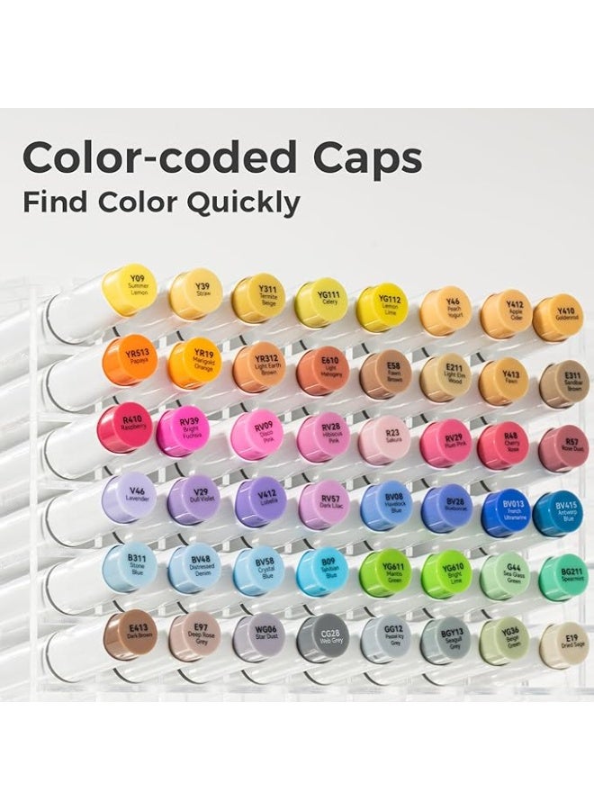 أوهوهو أقلام رسم جرافيتي، أقلام ماركر من 48 قلم جرافيتي ملونة بسنون مزدوجة (فرشاة وسن دقيق)، قلم تحديد للأعمال الفنية للتلوين والرسوم التوضيحية للكريسماس من او هو هو - Image 4