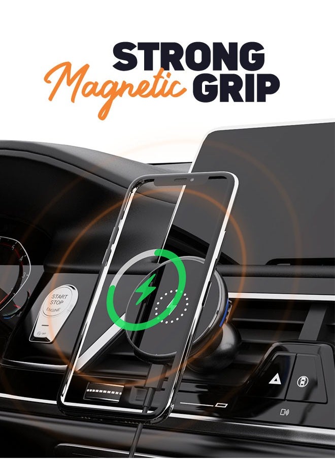 FITIT - Fitit Magsafe Car Mount 15W Fast Charger for Apple and Android, for Car AC Vent with Strong Grip - Image 1