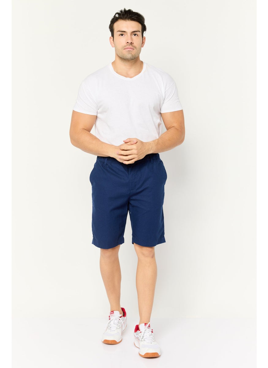 Gazzarrini Men Solid Basic Shorts, Navy  - Image 2