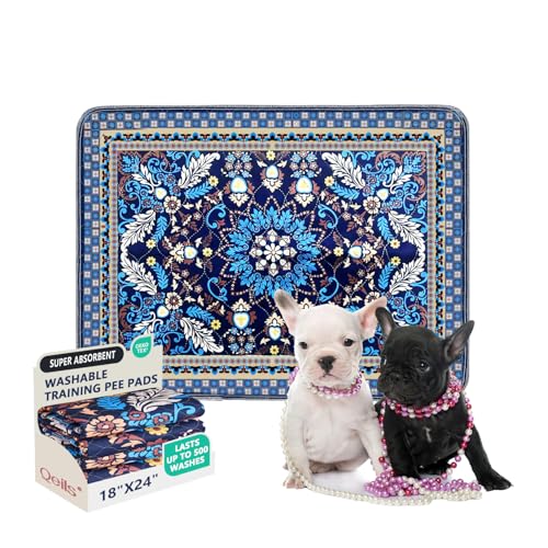 Qeils Reusable Puppy Pads Washable Pee Pads Super Absorbent Dog Training Pads NonSlip Leakproof Wee Wee Pads for Crate Floor Potty Pads Feeding Mat Dog Pee 2 Pack 18x24 - Image 1