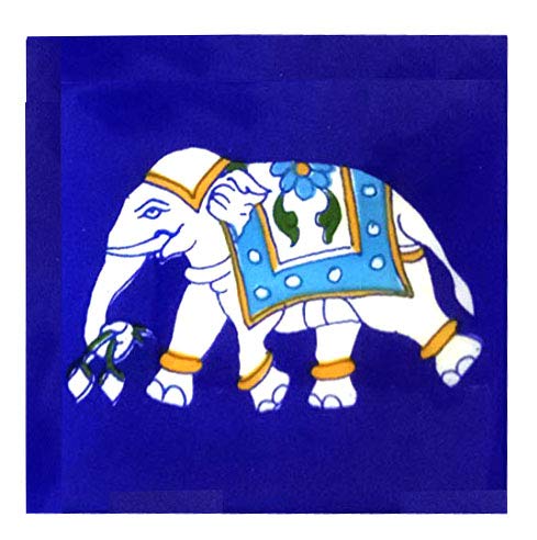 Shiv Kripa Blue Pottery Home Decor Interior Exterior Crafted Tabletop Flooring Wall Kitchen Washroom Elephant Painted Tile (Blue, 4 * 4 Inch) - Pack of 6 - Image 2
