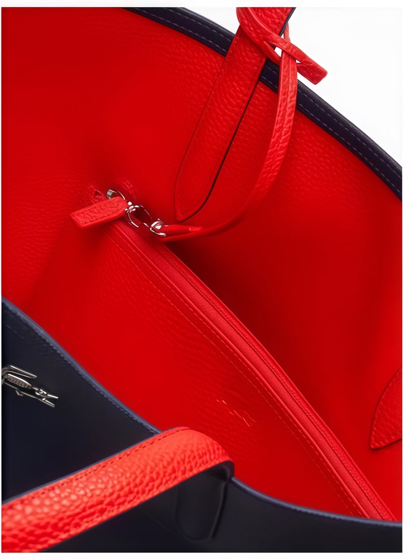 Lacoste Women's Double sided Two tone Large Capacity Handbag, Fashionable Multi functional, Black/Red - Image 5