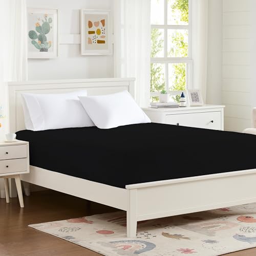 Hotella 100% Microfiber 60"x80" Queen Size Fitted Sheet Only, Hotel Quality Deep Pocket Bottom Sheet, Up to 14 inch Bedding Matress Protector, Machine Washable and Non-Fade, Stay in Place,Black - Image 1
