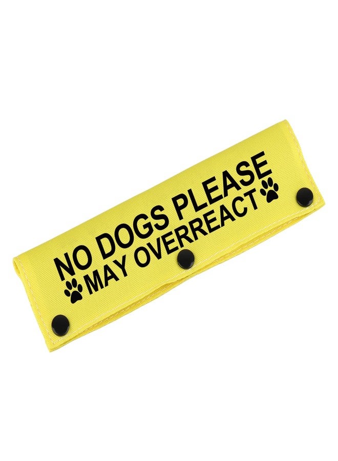 BLUPARK Funny Dog Leash Sleeve No Dogs Please May Overreact Dog Leash Wrap Sleeve Alert Tag Pet Birthday Gift (May Overreact-YE Sleeve) - Image 1