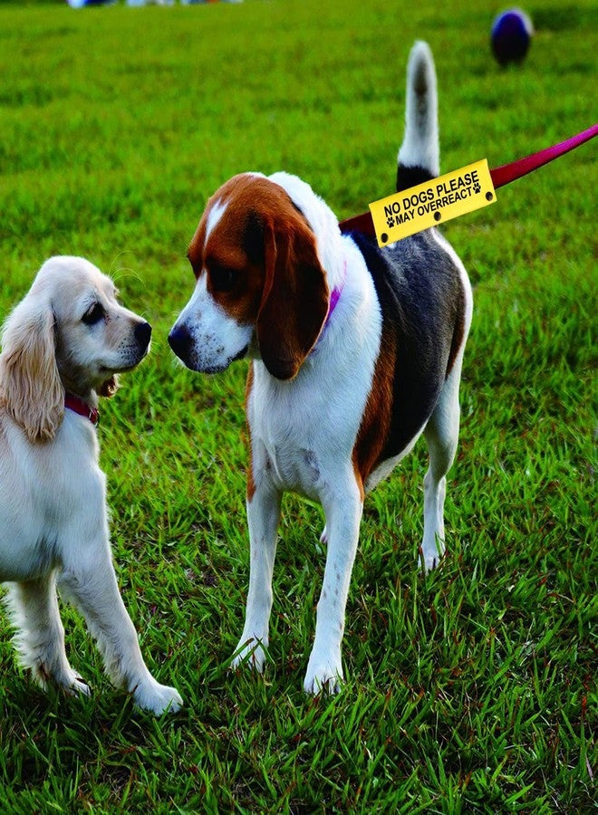 BLUPARK Funny Dog Leash Sleeve No Dogs Please May Overreact Dog Leash Wrap Sleeve Alert Tag Pet Birthday Gift (May Overreact-YE Sleeve) - Image 4