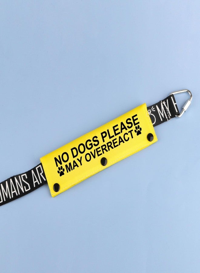 BLUPARK Funny Dog Leash Sleeve No Dogs Please May Overreact Dog Leash Wrap Sleeve Alert Tag Pet Birthday Gift (May Overreact-YE Sleeve) - Image 3