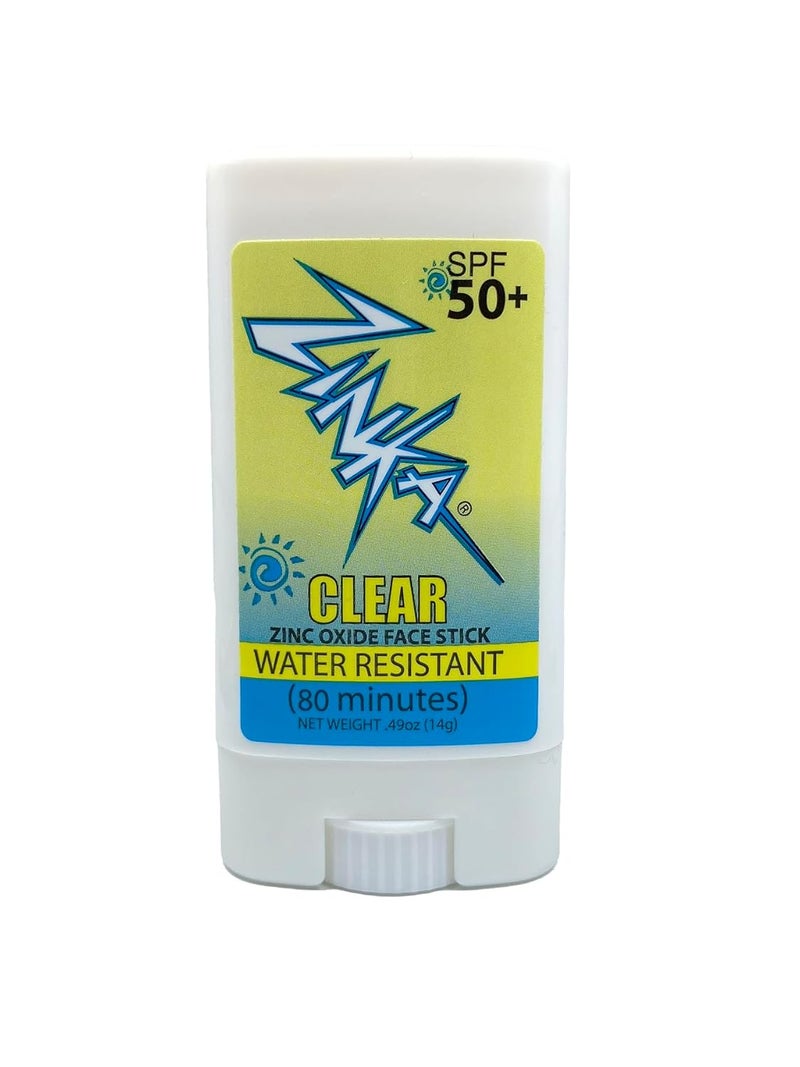 Zinka  Clear Zinc Oxide Sunscreen Face Stick SPF 50 Water Resistant for 80 Minutes  49oz Stick