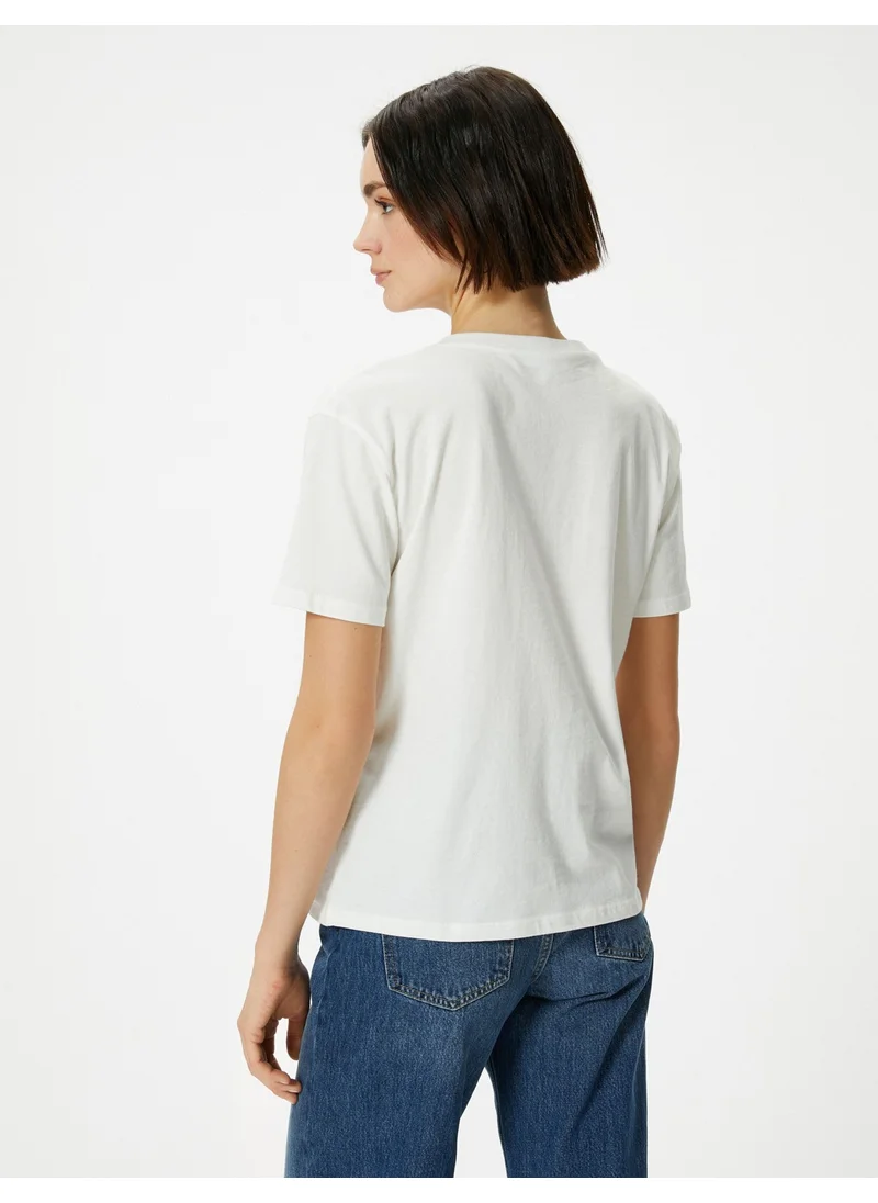 KOTON Cotton Printed T-Shirt Short Sleeve Crew Neck