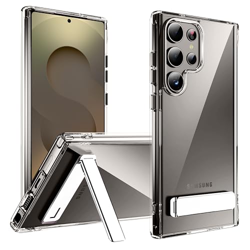 CEDO Kickstand for Samsung Galaxy S25 Ultra Case 3Way Adjustable with Metal Stand MilitaryGrade Shockproof Bumper Slim Transparent Acrylic Back Cover Crystal Clear Design for Samsung S25 Ultra - Image 1
