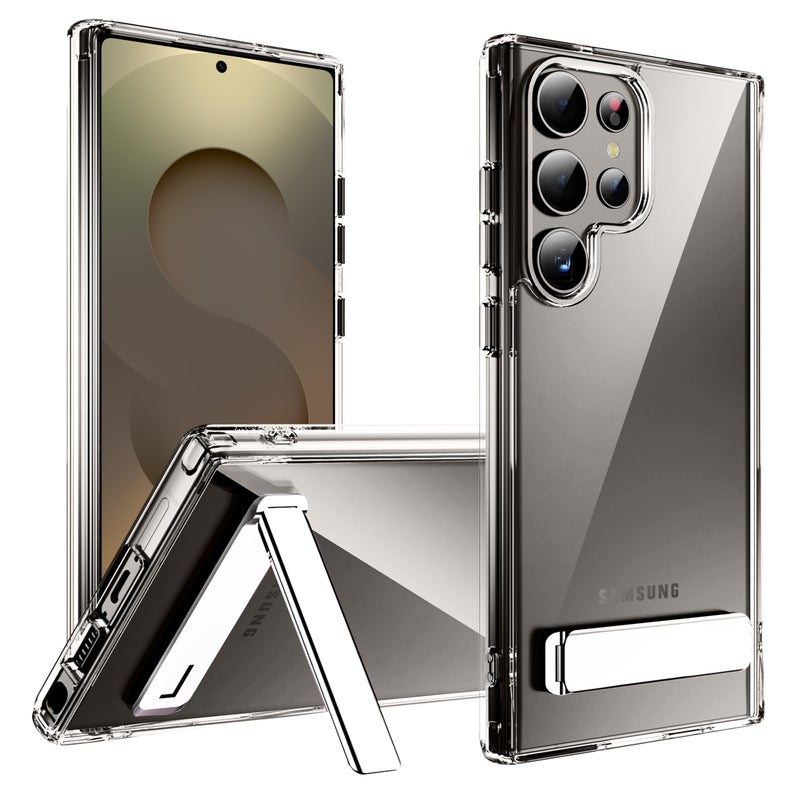 CEDO Kickstand for Samsung Galaxy S25 Ultra Case 3Way Adjustable with Metal Stand MilitaryGrade Shockproof Bumper Slim Transparent Acrylic Back Cover Crystal Clear Design for Samsung S25 Ultra - Image 3