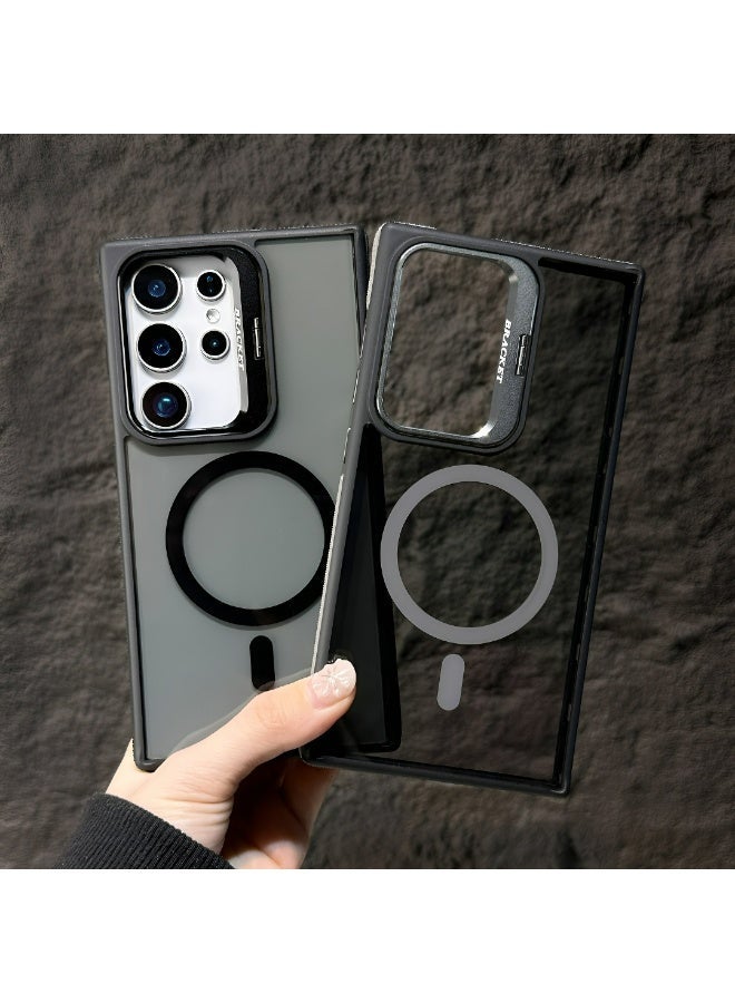 Compatible for Samsung S25 Ultra Case with Lens Stand | Magnetic Wireless Charging | Flexible Silicone Frame - Anti-Slip & Shockproof | Amber Translucent Back Panel - Resists Yellowing - Image 5