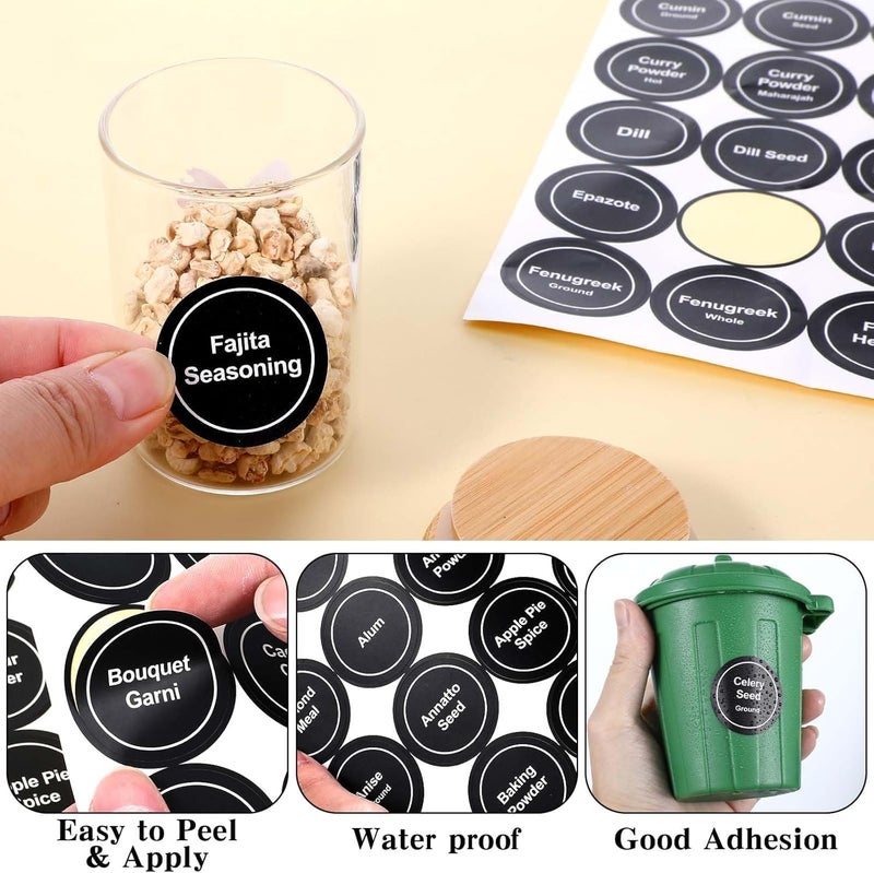 JCZD Assorted natural tone picks 432 PCS Spice Labels Stickers, 3.5cm Spice Labels for Kitchen, Waterproof Adhesive Round Preprinted Spice and Blank Labels for Jars, Caps, Food Containers, Spice Organizers Multi-demand satisfied design - Image 4