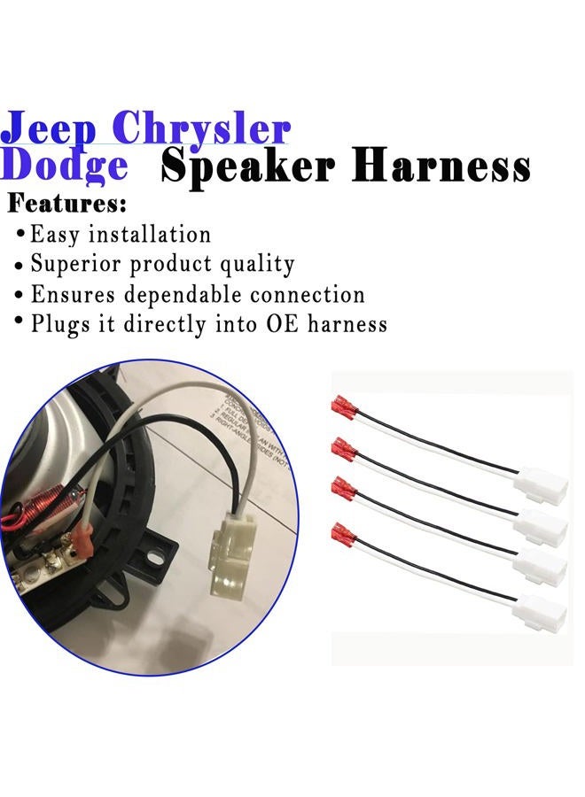Danbojit 4 Pack 72-6514 Speaker Wire Harness Adapter Plug Compatible With Jeep Wrangler Chrysler Town & Country Dodge Dakota Front Rear Door Wiring (4) - Image 3