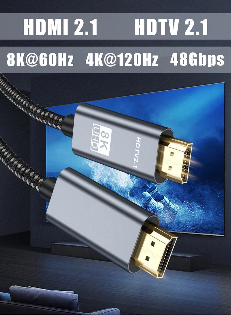 HDMI 2.1 Cable - HDTV - 8K UHD - Ultra High Speed HDMI Cord - Support 4K - Suitable for Cputer Monitors, Projectors, TV, PS5, PS4, Xbox, Switch - Image 1