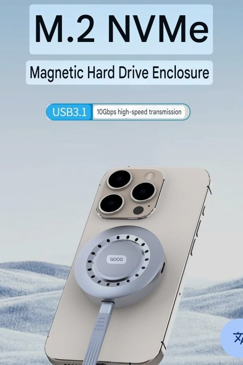 GODO M.2 NVMe Magnetic SSD Enclosure – USB 3.1 Gen2 10Gbps High-Speed Transmission External Case for M-Key SSD (2230/2242/2260/2280) - Image 1